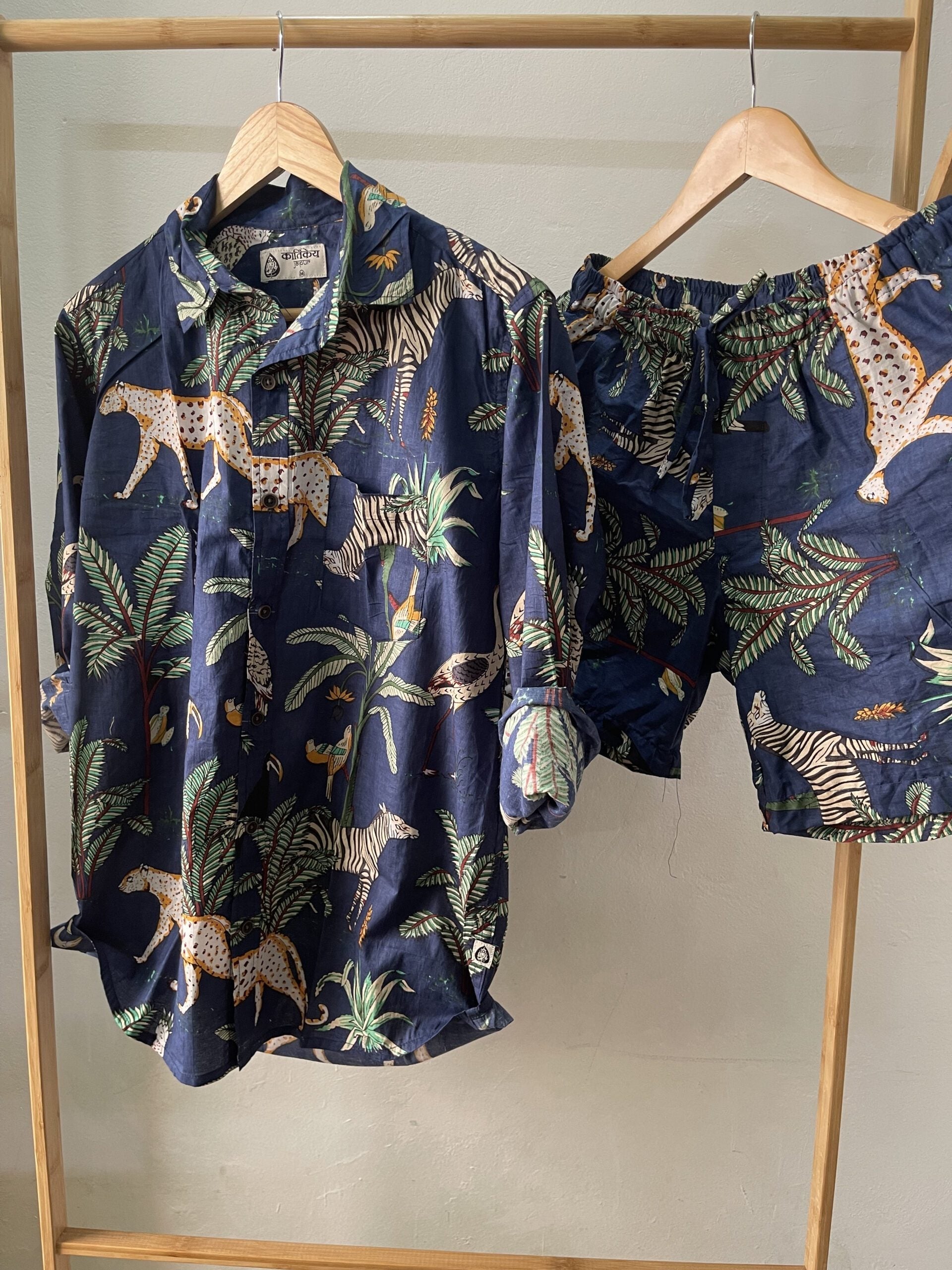 Unisex Free Size Blue Jungle Co ord Sets