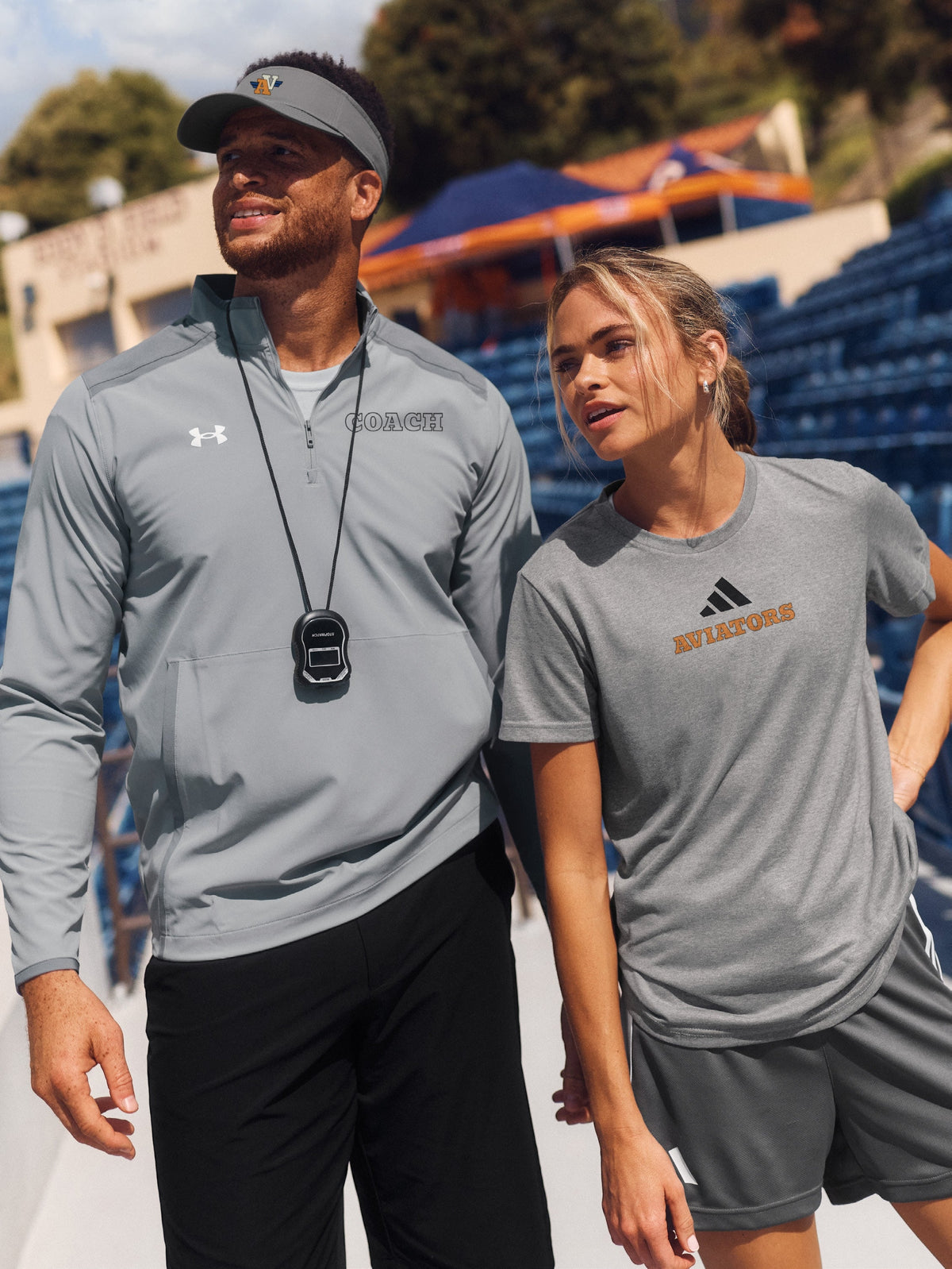 Team Grey athletes in coordinated grey sportswear