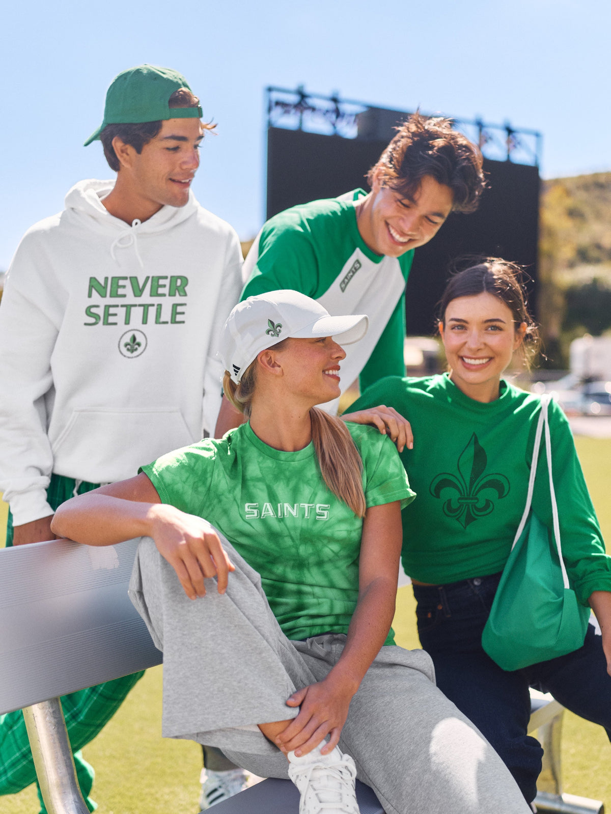 Team Kelly Green apparel in a team lifestyle setting