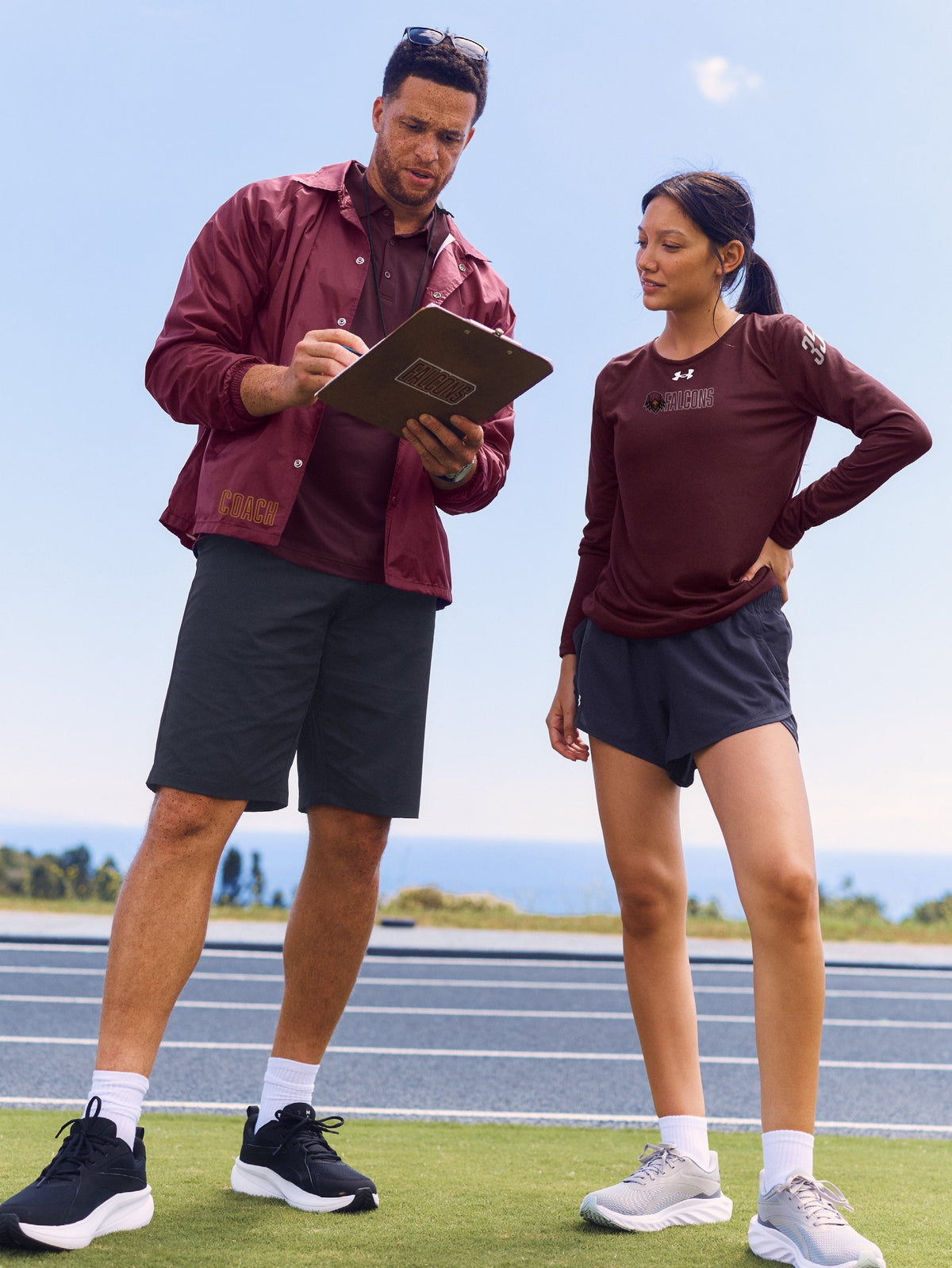 Team Maroon athletes wearing coordinated maroon apparel