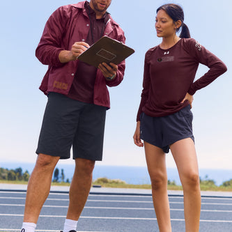 Team Maroon athletes wearing coordinated maroon apparel