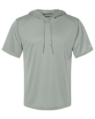 Badger Badger Men's Short-Sleeve Hooded Shirt in Silver