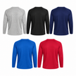 Clean back-view lineup of the All-Pro long-sleeve tee in five colors