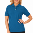 Model wearing blue Blue Generation women's easy-care polo