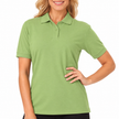 Model wearing pale sage-green Blue Generation women's easy-care polo