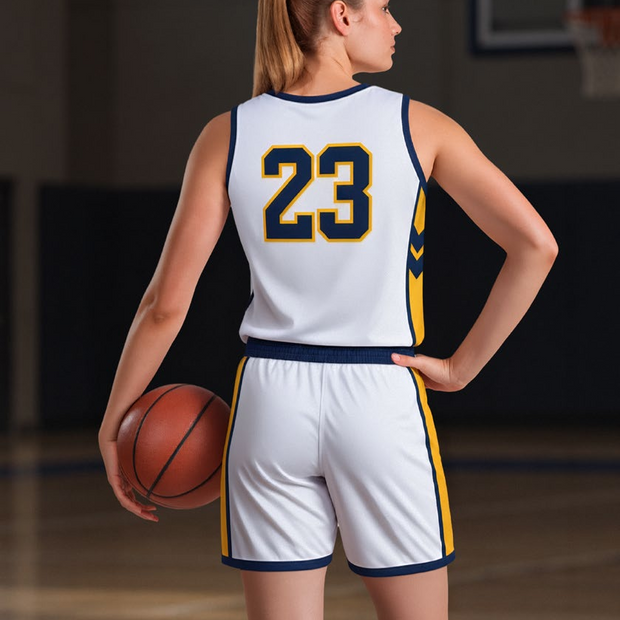 ChromaGear reversible basketball jersey model, rear view