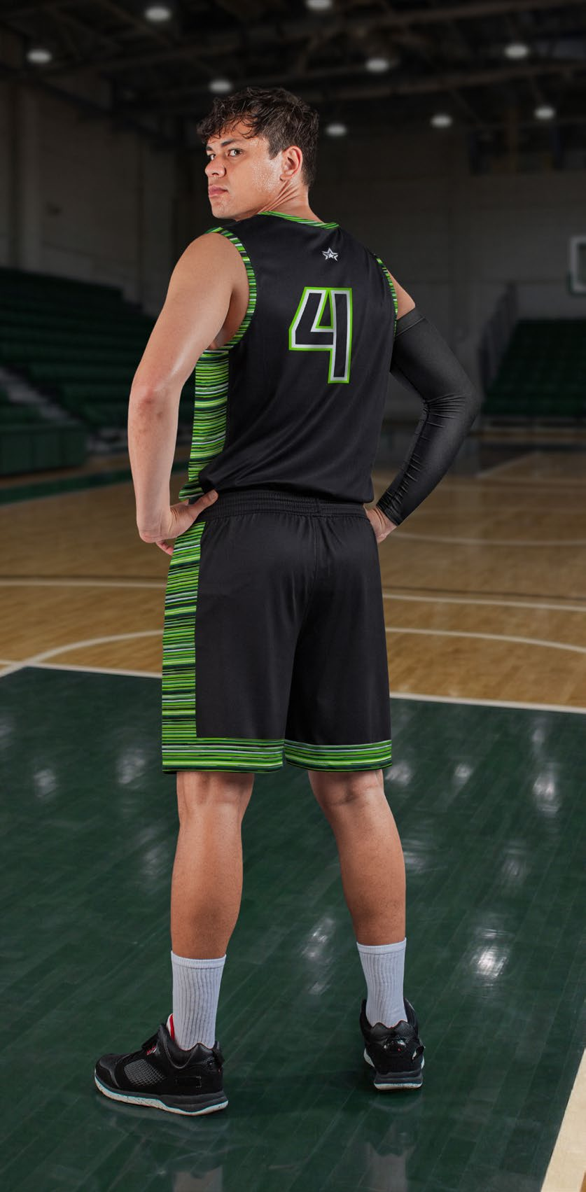 ChromaGear Clutch reversible basketball jersey model, rear view