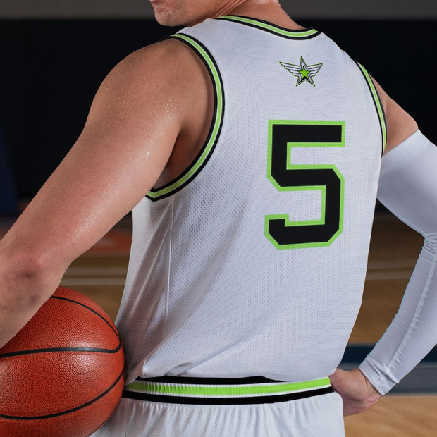 ChromaGear Clutch basketball jersey model, rear view