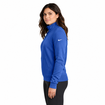 Nike women's Club Fleece 1/2-zip, blue, side view