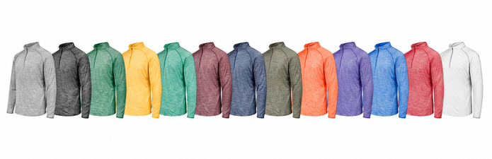 Electrify Coolcore half-zip pullovers shown in a range of colors