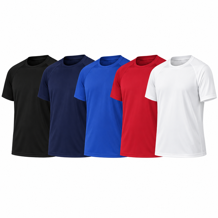 Madrid Soccer Jersey in black, navy, royal blue, scarlet red, and white