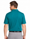 Back model view, teal Nike Dri-FIT vertical mesh polo