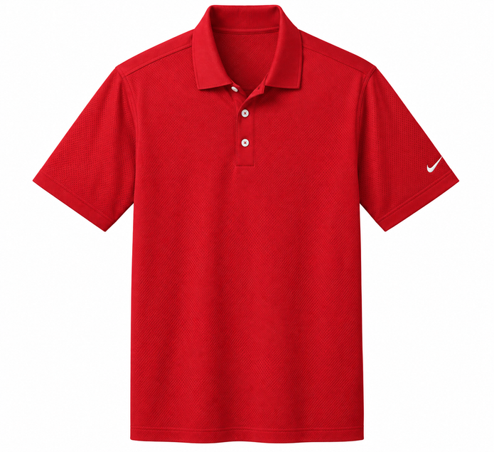 Red Nike Dri-FIT vertical mesh polo