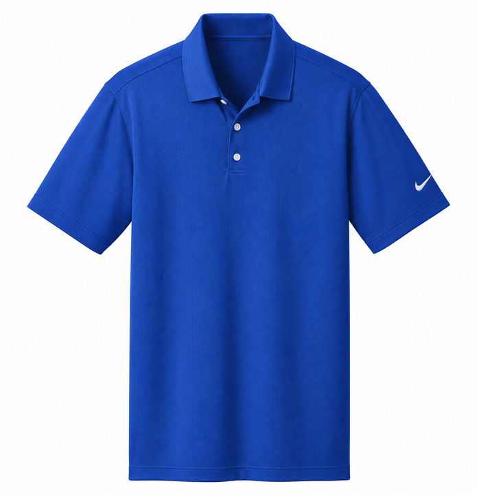 Blue Nike Dri-FIT vertical mesh polo