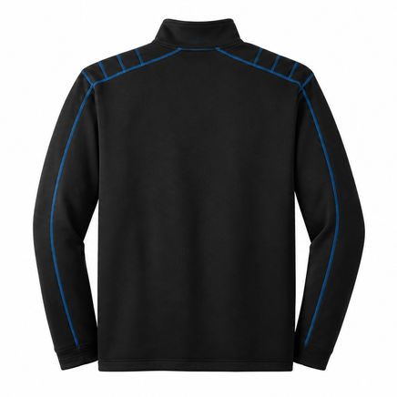 Nike Golf half-zip cover-up, back view with blue contrast stitching