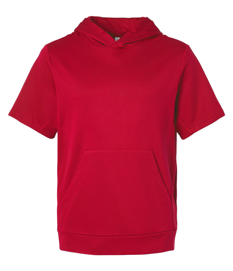 Team 365 Unisex Squad Tech Fleece Hooded Short-Sleeve Sweatshirt