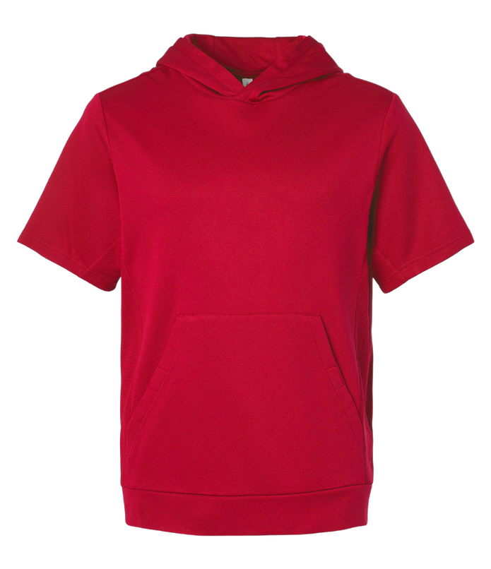 Team 365 Unisex Squad Tech Fleece Hooded Short-Sleeve Sweatshirt