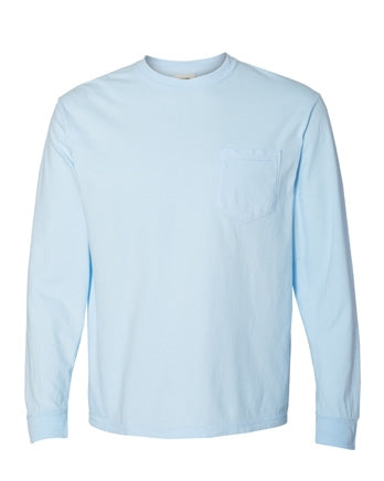 Comfort Colors Unisex Chambray Long-Sleeve Pocket T-Shirt in CHAMBRAY