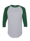Augusta Sportswear Heather and Dark Green Raglan T-Shirt in ATHLETIC HEATHER/DARK GREEN