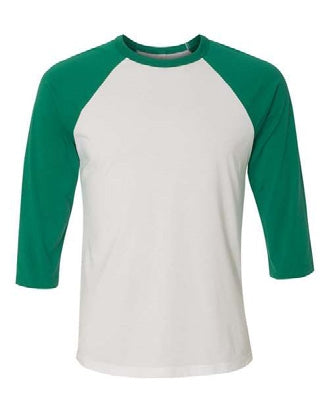 BELLA+CANVAS White and Kelly Raglan T-Shirt