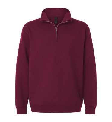 Gildan Maroon Quarter-Zip Sweatshirt in Maroon