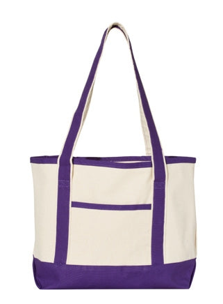 Q-Tees Natural/Purple Tote Bag product photo