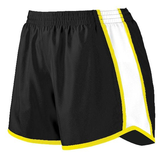 Girls Pulse Team Shorts - Black/White/Power Yellow - Proton Sports & Apparel