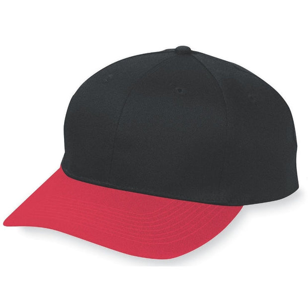 Youth Six-Panel Cotton Twill Low-Profile Cap - Black/Red - Proton Sports & Apparel