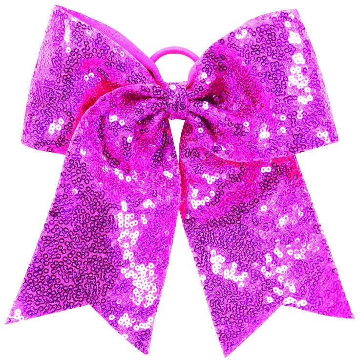 Sequin Cheer Hair Bow - Power Pink - Proton Sports & Apparel