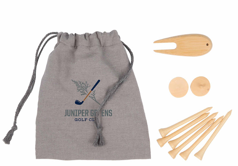 Bamboo Golf Tee Set with Recycled Pouch