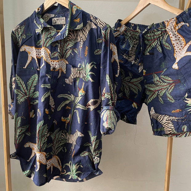 Unisex Free Size Blue Jungle Co ord Sets