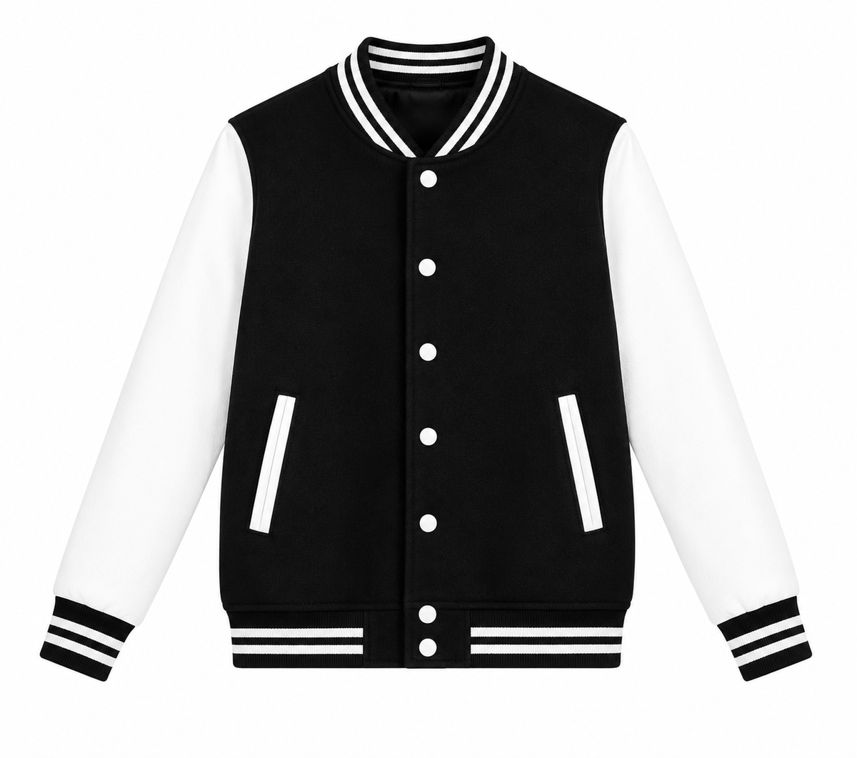 Black and white varsity jacket