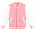 Pale pink and white varsity jacket
