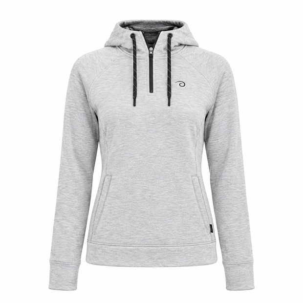 Light gray women's performance-fit flex quarter-zip hoodie