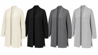 Women's Ventura Cardigan in ivory, black, dark heather gray, and light heather gray